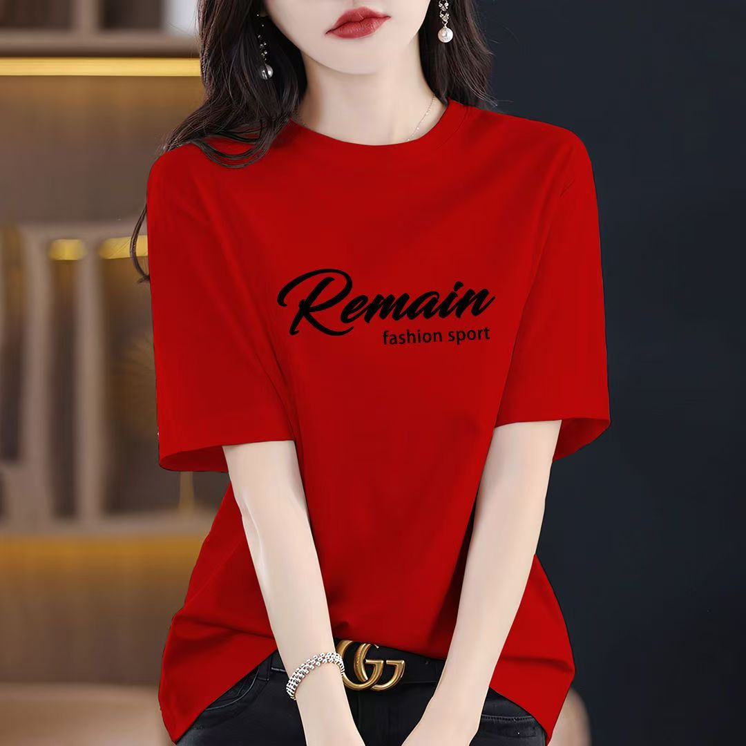 여성 Red 셔츠 